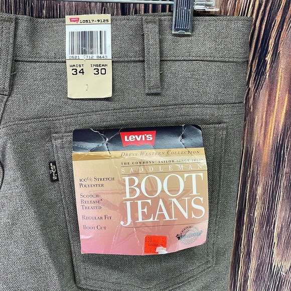 ⭐️NWT Vtg Levi’s Saddleman dress boot jeans SZ 34X30. Made in USA Tan color - Picture 4 of 10